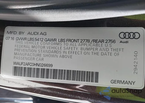 2017 Audi A6 3.0T Premium Plus from USA, damaged, VIN WAUF2AFC0HN026699